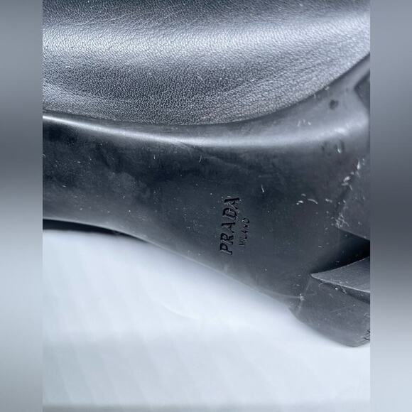 Prada Neon Orange Black Leather Neoprene Lace Up Chelsea Ankle Boot EU 41.5 - Picture 10 of 15